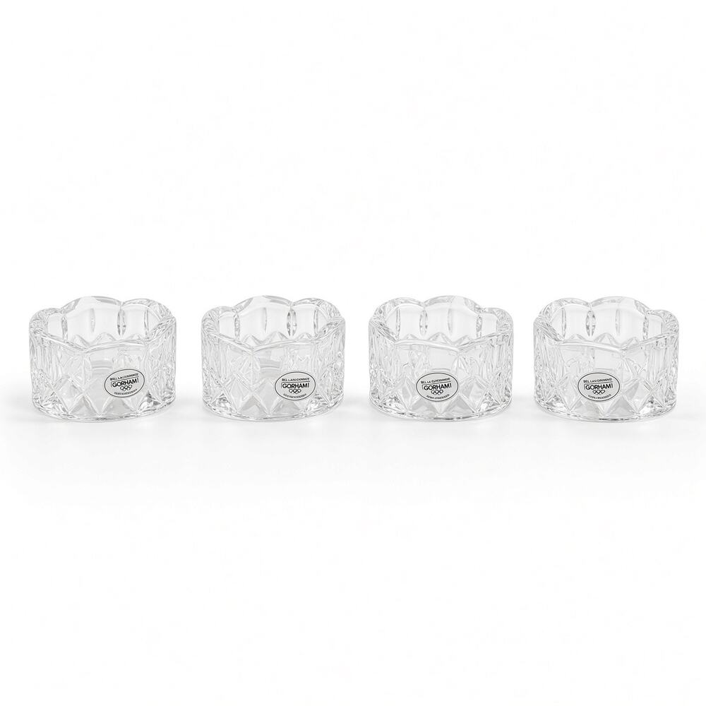 Gorham King Edward Full Lead Crystal Napkin Rings Set of 4 West Germany C478